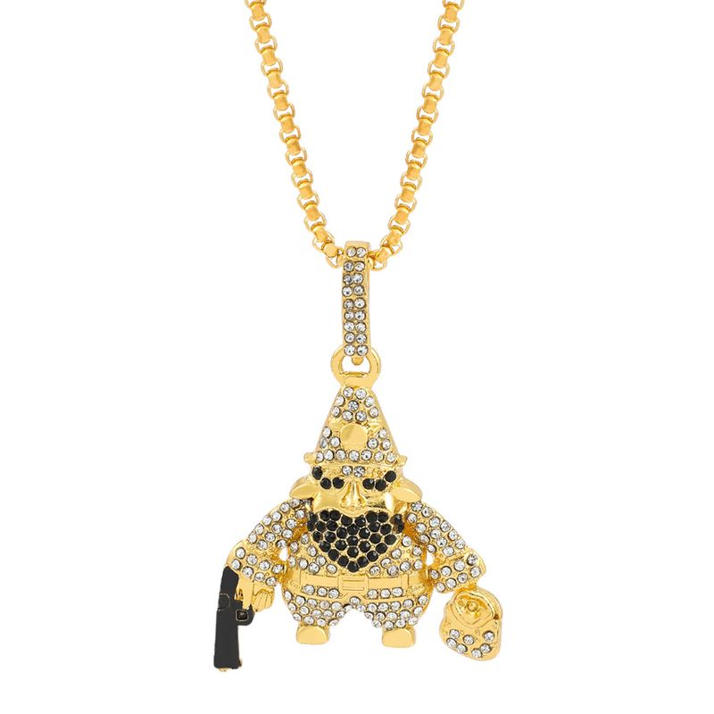 Collana con ciondolo pirata con strass hip hop, da uomo, per abbigliamento quotidiano, accessori di moda_voghion.com