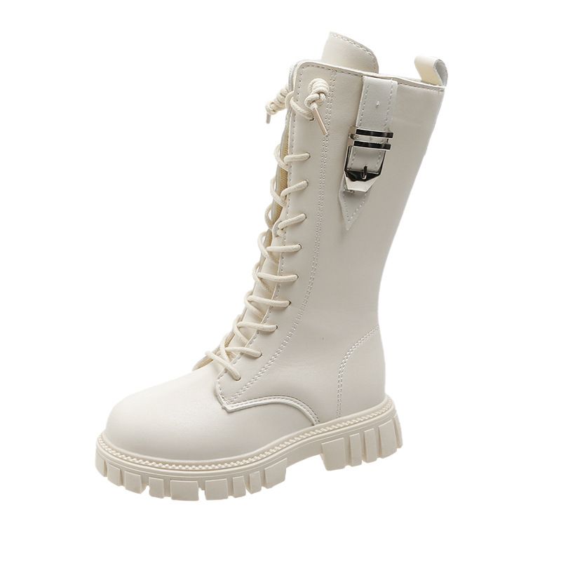 Kinderschoenen Meisjeslaarzen Winter 2024 Nieuwe Hoge Laarzen Koreaanse Versie Plus Fluwelen Martin Laarzen Prinses Leren Laarzen Kleine Meisjes Lange Laarzen_voghion.com