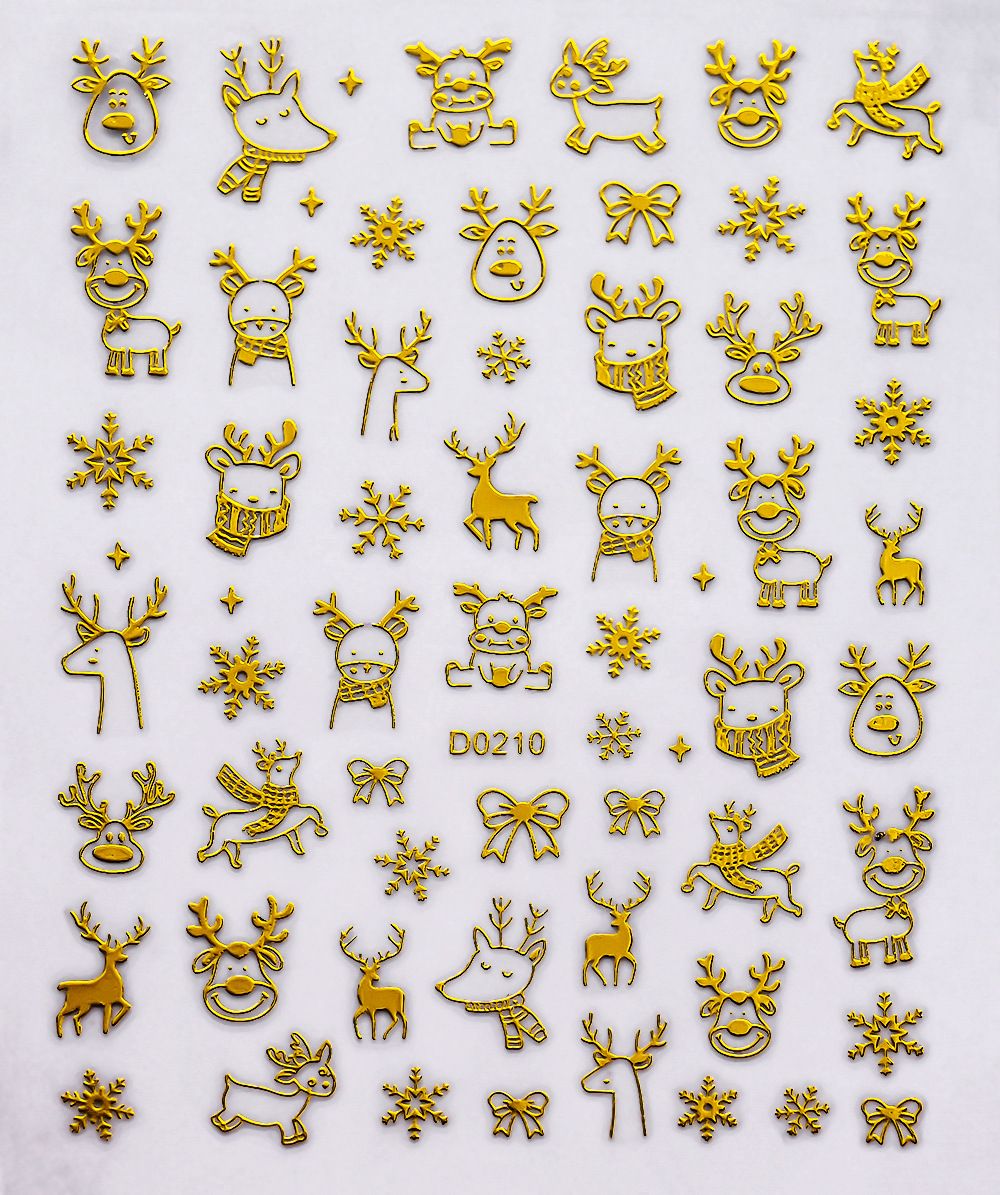 Nail Art Christmas sticker Red vintage elk Snowflake Snowman Christmas tree back nail sticker_voghion.com