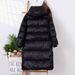Damenbekleidung - Neue hochwertige schwarze und goldene Gänsedaunenjacke, lang über dem Knie, verdickte Kapuzenjacke für Paare, für die Nebensaison, Winterkleidung_voghion.com