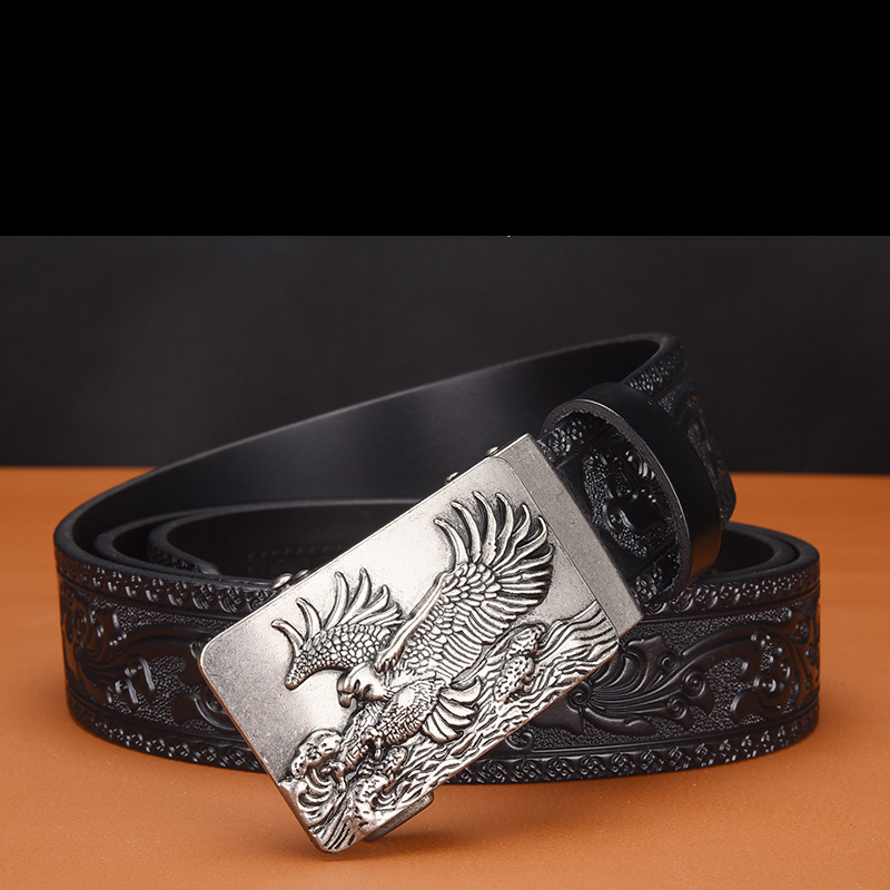 Nieuwe Eagle Spreading Wings Automatische Gesp Heren Riem Koeienhuid Gepersonaliseerde Gesneden Riem Casual Retro Heren Riem_voghion.com
