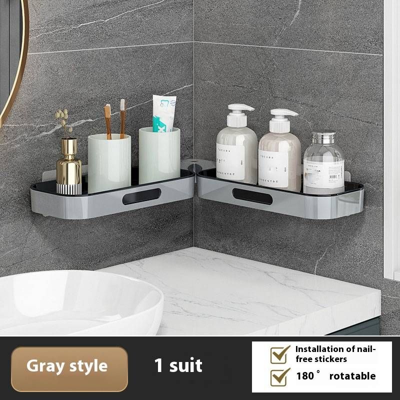 Foldable Corner Shelf For Bathroom & Kitchen - Wall Mounted No-Drill Storage Organizer With Drainage_voghion.com