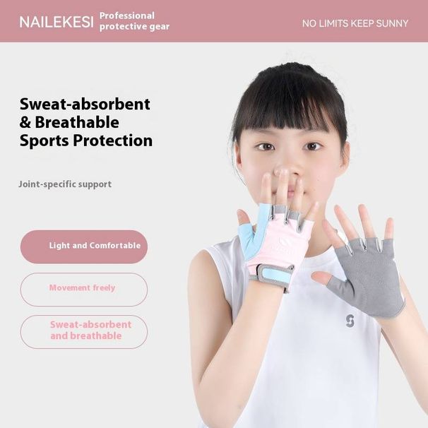 Breathable Kids' Fingerless Gloves For Summer - UV Protection & Cooling Sports Gloves For Cycling, Dance, Running - Stretchy Lycra Material_voghion.com