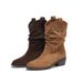 New Autumn And Winter Simple Versatile Low-heeled Pointed Toe Women's Boots, Ruched Slouchy Boots._voghion.com