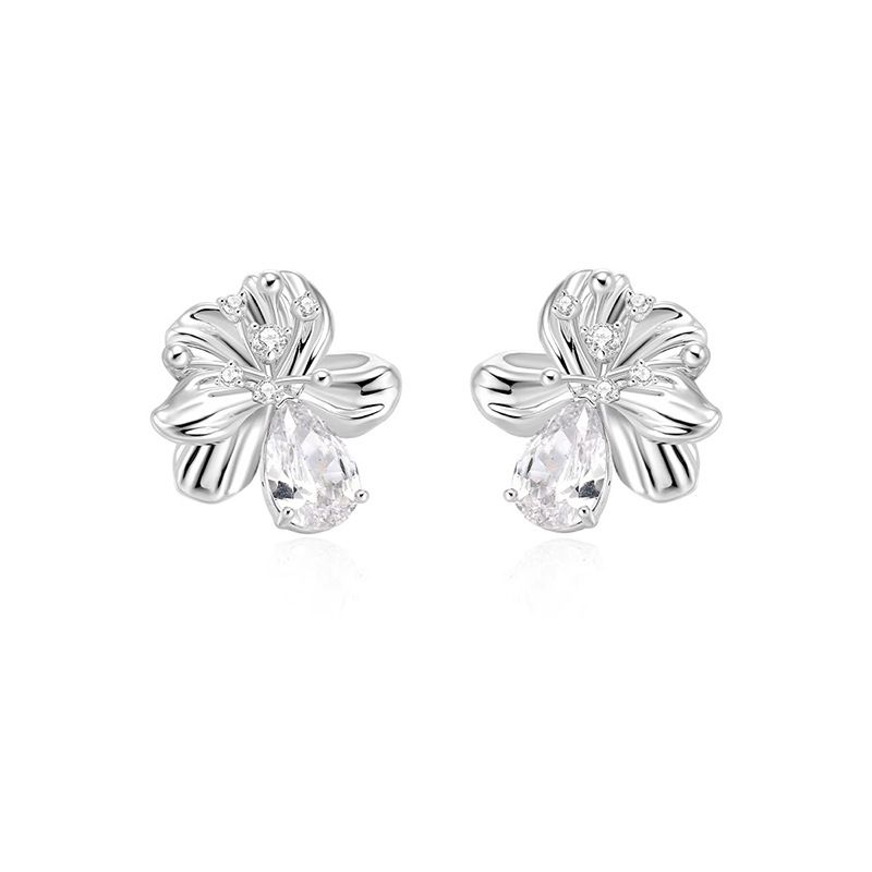 Orecchini da donna con diamanti retrò, a forma di fiore, leggeri, di lusso, di alta qualità, con texture alla moda e personalità._voghion.com