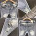 Ins Korean Version Men's Ripped Hole Slim Fit Nine Inch Jeans Summer Youth Fashion Light Blue Rotten Legs Tight Fitting_voghion.com