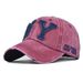 Washed color matching NY cotton baseball cap cartoon embroidery large embroidery stitching distressed duckbill cap_voghion.com
