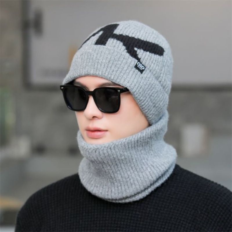 Bufanda de lana gruesa de invierno para hombre, ideal para ciclismo, resistente al viento y al frío, con protección para las orejas y gorro de punto._voghion.com