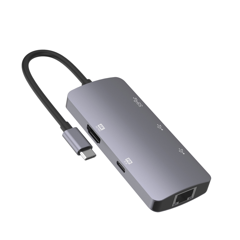 USB-C / Type-C Portable Multifunctional HUB Docking Station(Grey)_voghion.com