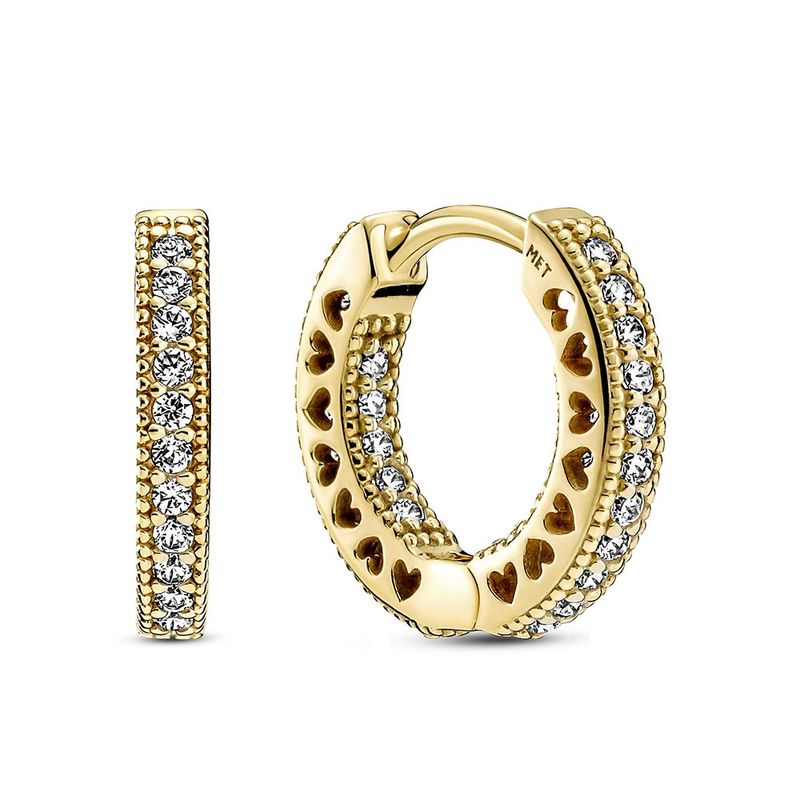  Hearts of  Clear CZ 15MM Hoop Earrings_voghion.com