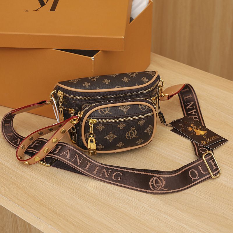 Sac à bandoulière multicouche avec fermeture éclair pour femmes, nouveau Style Simple mode rétro, sac de poitrine avec ruban, 2024_voghion.com