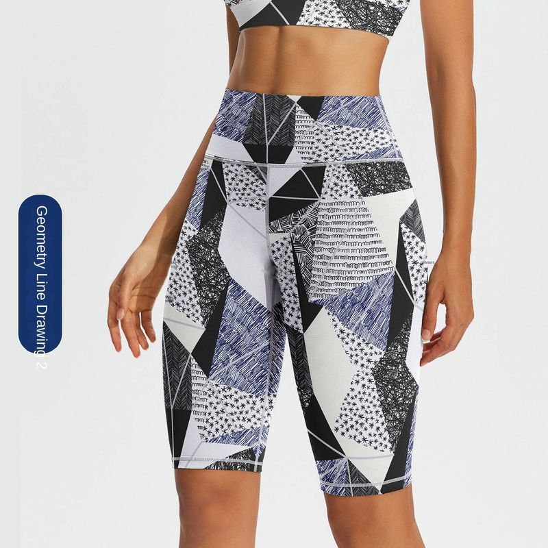 NOKO Sports Large Size Hot Sale Yoga Five-point Shorts Women's Tight High Waist Hip Lift Leggings Sports Fitness High Elastic Print_voghion.com