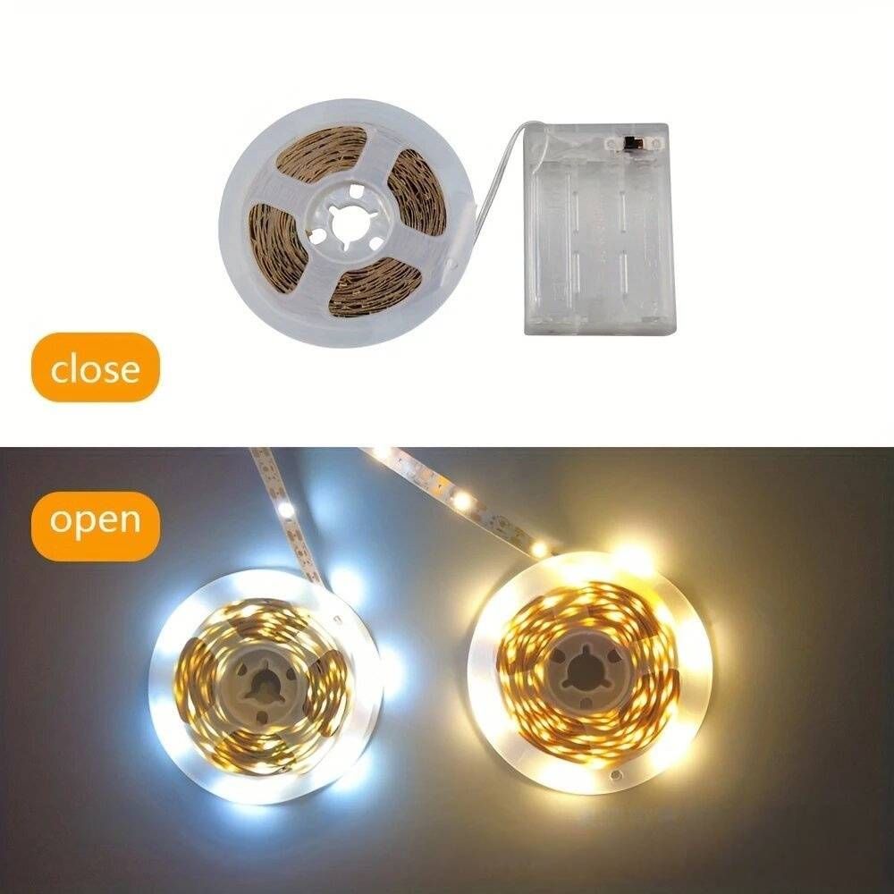 5V Low-Voltage LED Strip Lights With Battery Box, 2835 Chip 30 LEDs/m, 120° Beam Angle For Wall Decor & Bedroom Lighting, Safe & CE Certified_voghion.com