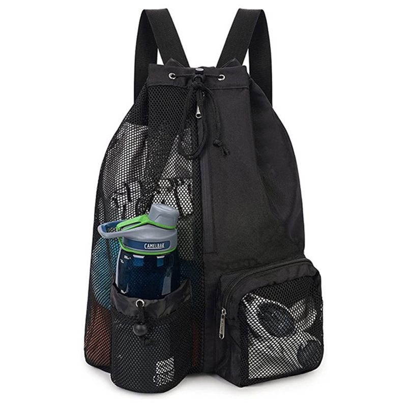 Swim Bag Mesh Drawstring Backpack with Wet Bag Beach Backpack, Gym and Workout Gear Bag_voghion.com