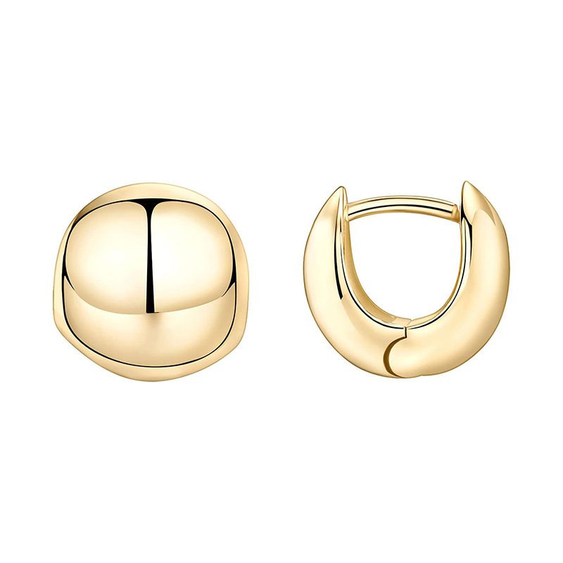 Glossy Oval For Women Water Drop U Shaped Gold Ear Buckles Simple Earrings_voghion.com
