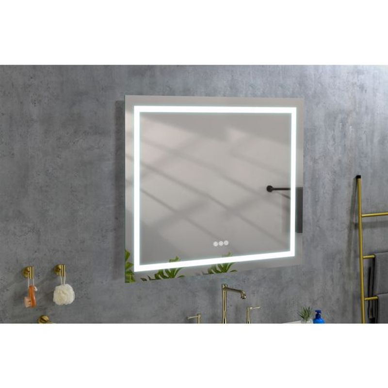 36x36 Inch LED Bathroom Mirror With Frontlit And Backlit, Wall Mounted Vanity Mirror With Smart Touch Button, Anti-Fog, Memory Function, 3 Colors, S_voghion.com