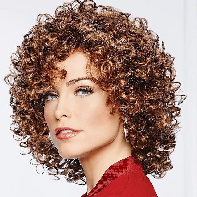 Συνθετική περούκα για γυναικεία μικρά ρολό κεφαλόδεσμο περούκα κοντό ρολό υψηλής θερμοκρασίας μετάξι μαλλιά_voghion.com