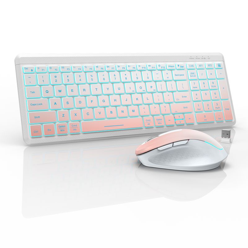 Wiederaufladbare drahtlose Bluetooth-Taste Anzug Stumm Hintergrundbeleuchtung Büro Laptop Desktop-Computer Externe Tastatur Maus_voghion.com