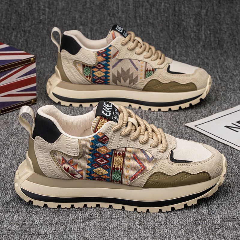 Men's shoes Fashion printed embroidered sports casual shoes Comfortable platform elevating shoes for men_voghion.com