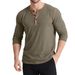 Herren Retro Henley Shirt – Langarm Colorblock Pullover mit 3-Knopf-Leiste (Weiß/Schwarz/Karmesinrot/Marineblau/Mehrfarbig, S-XXL)_voghion.com