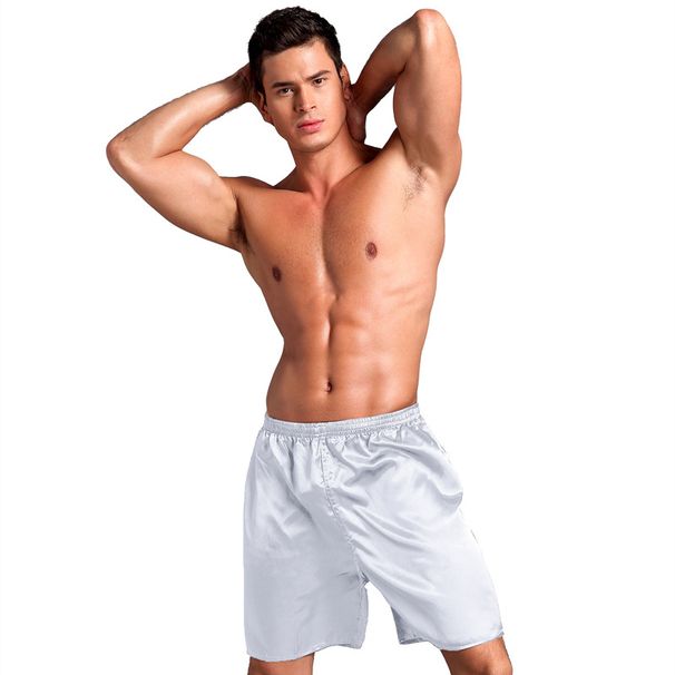 Fem minuter långa enfärgade lösa boxershorts tunna enkla pyjamasbyxor för hemmet_voghion.com