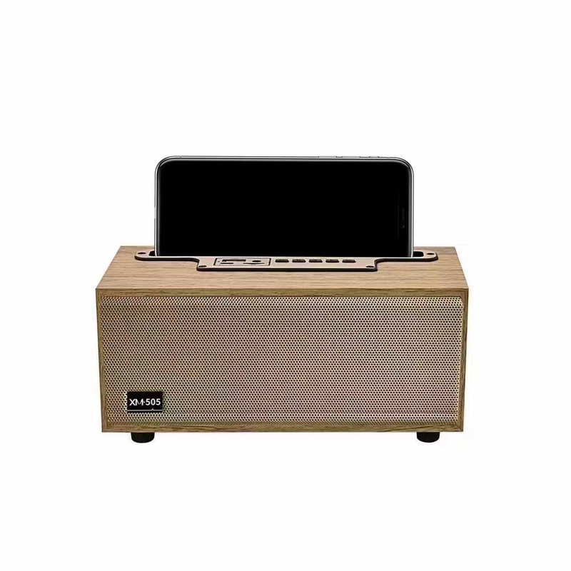XM-505 Wireless Bluetooth Speaker Desktop Wooden Radio Portable Mini Sound Card_voghion.com