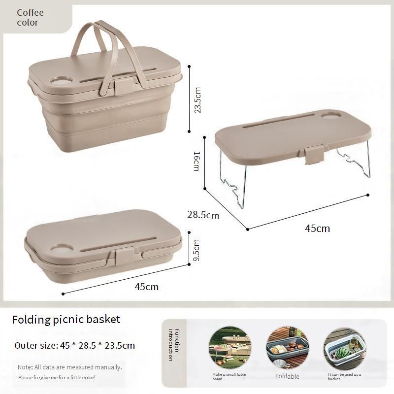 Foldable Picnic Basket - Outdoor Camping & Spring Outing Storage With Lid_voghion.com