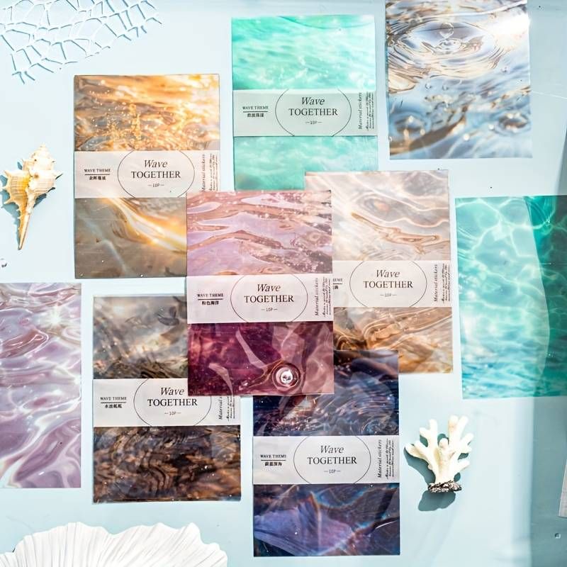 60pcs/6pack Wave DIY Decoration Collage Background Material Scrapbook PET Stickers_voghion.com