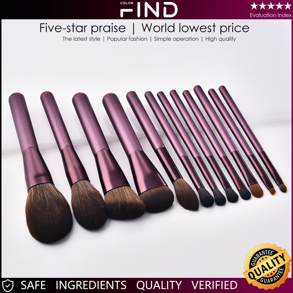 12 komada ljubičastog seta kistova za šminkanje, visokokvalitetni profesionalni set za lice, FINDCOLOR, izravna prodaja iz tvornice_voghion.com