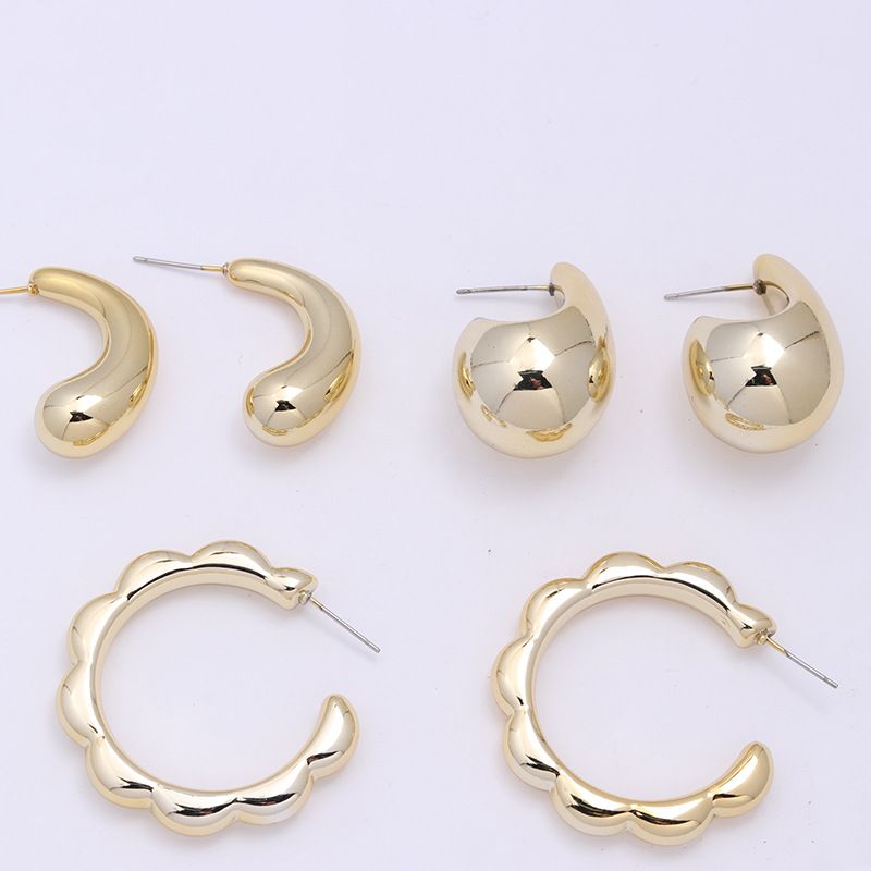 3 paia di orecchini a bottone in acrilico con placcatura geometrica stile semplice_voghion.com