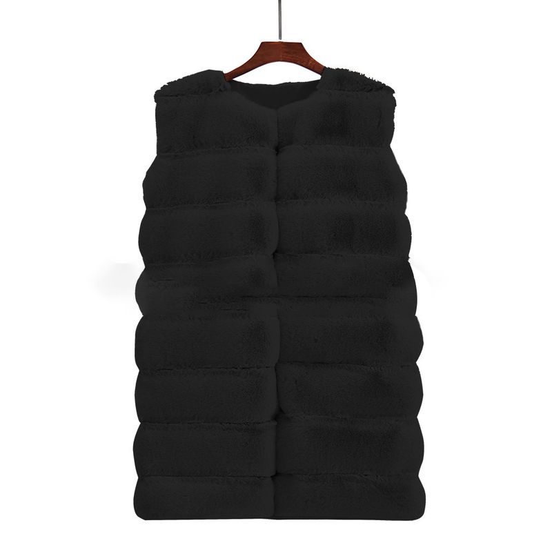 Women's Clothing Fur And Artificial Fur Long Vest Padded Coat Thick Long Plush Vest_voghion.com