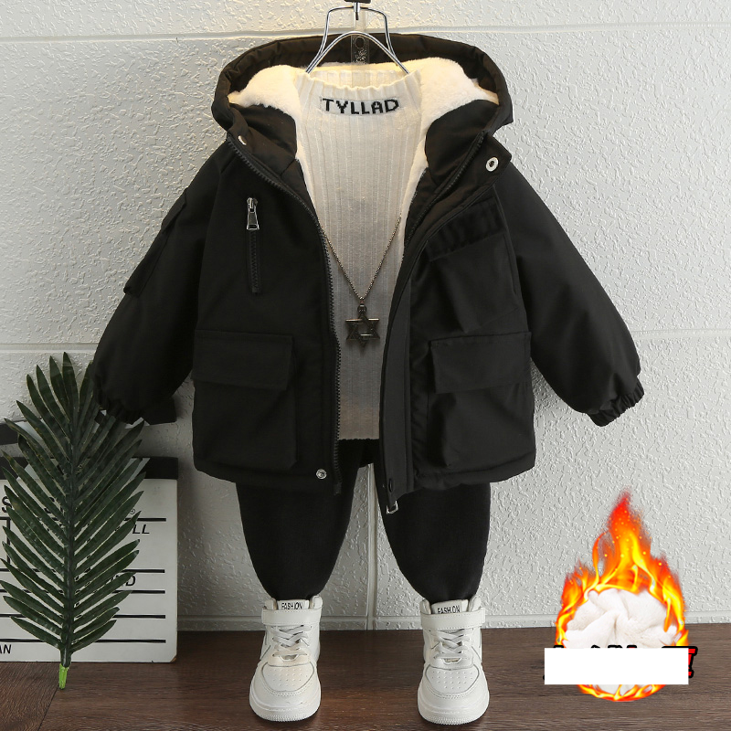 Boy's autumn and winter cotton-padded jacket Boy baby Winter children's padded padded jacket with fleece thickened pie overcome_voghion.com