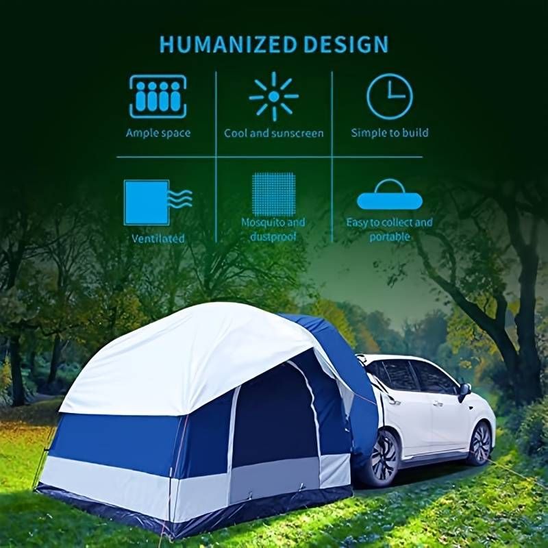 Tenda da bagagliaio per auto - Tenda da campeggio e picnic all'aperto, adatta alla maggior parte dei veicoli, in polietilene resistente, chiusura con cerniera, 248,92x248,92x200,66 cm_voghion.com