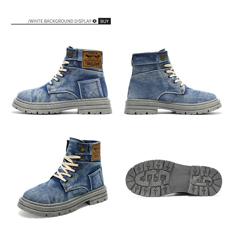 Best-selling Plus-size Men's Shoes, New Mid-top Shoes, Denim Casual And Versatile Work Shoes, Boots_voghion.com
