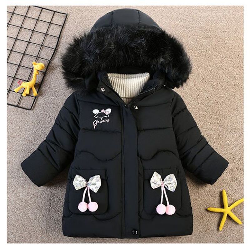 New Winter Girls' Cotton Padded Coat Korean Style For Small And Medium Sized Children, Thickened And Velvet, Warm Down Cotton Gloves, Cotton Coat_voghion.com