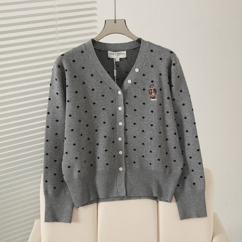 Nouvelle veste cardigan décontractée à col en V pour femme de style universitaire_voghion.com