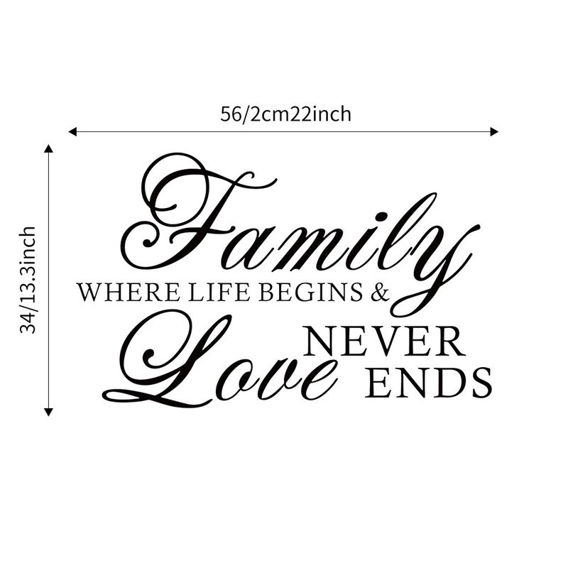 Family Where Life Begins Never Love Ends Living Room English Stickers AF3015_voghion.com