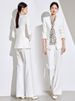 Conjunto elegante branco clássico da moda de alta qualidade para escritório e deslocamento de duas peças_voghion.com