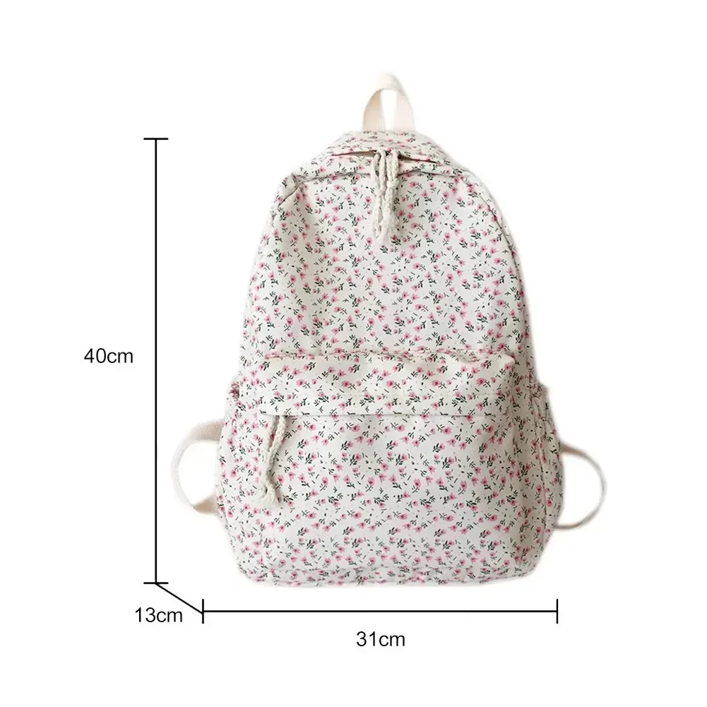 Korean Student School Backpack Floral White Bags For Teenage Girls Cute Womens Book Bag Nylon Rucksack 250514l_voghion.com