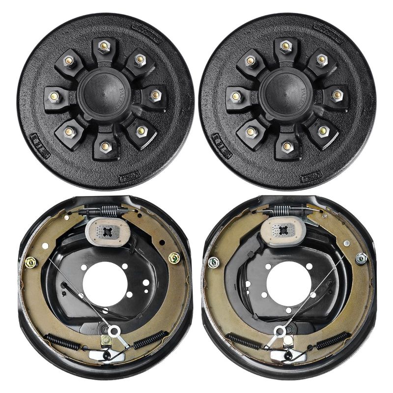 VEVOR Trailer Hub Drum Kits 8 On 6.5" B.C. With 12" X 2" Electric Brakes, Self-Adjusting Trailer Brake Assembly For 7000 Lbs Axle, 5-Hole Mounting, Backing Plates For Brake System Part Replacement_voghion.com