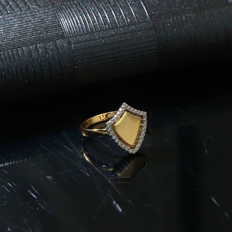 Personalized and fashionable inlaid synthetic zircon opening adjustable ring,unisex shield design,punk style high-end fashion ring,exquisite for women_voghion.com
