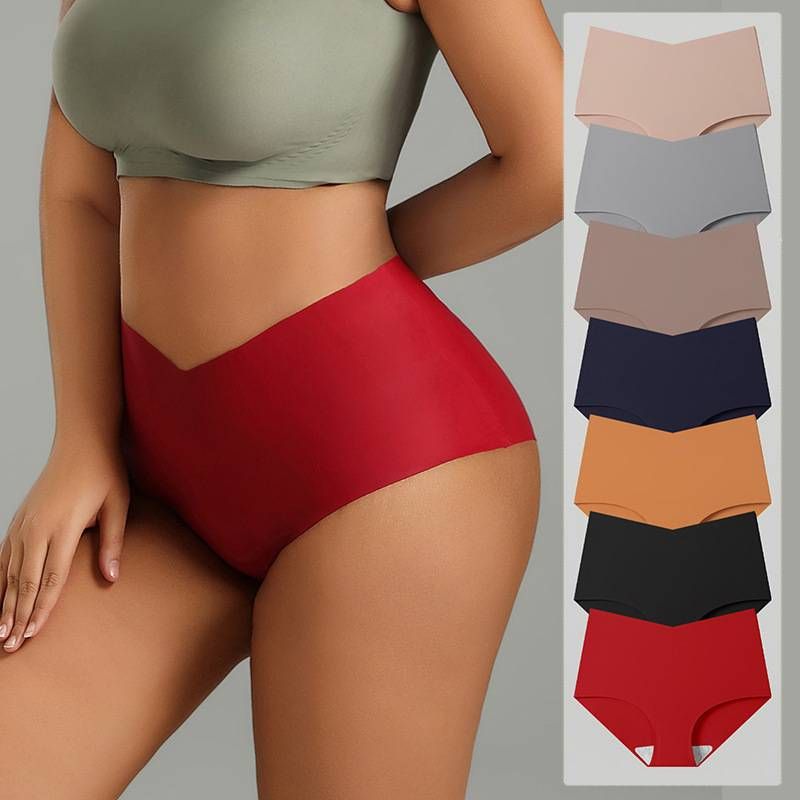 Underwear & Sleepwears Ice Silk Seamless Underwear High Waist Large Size Briefs V Shaped Seamless Adhesive Underwear_voghion.com