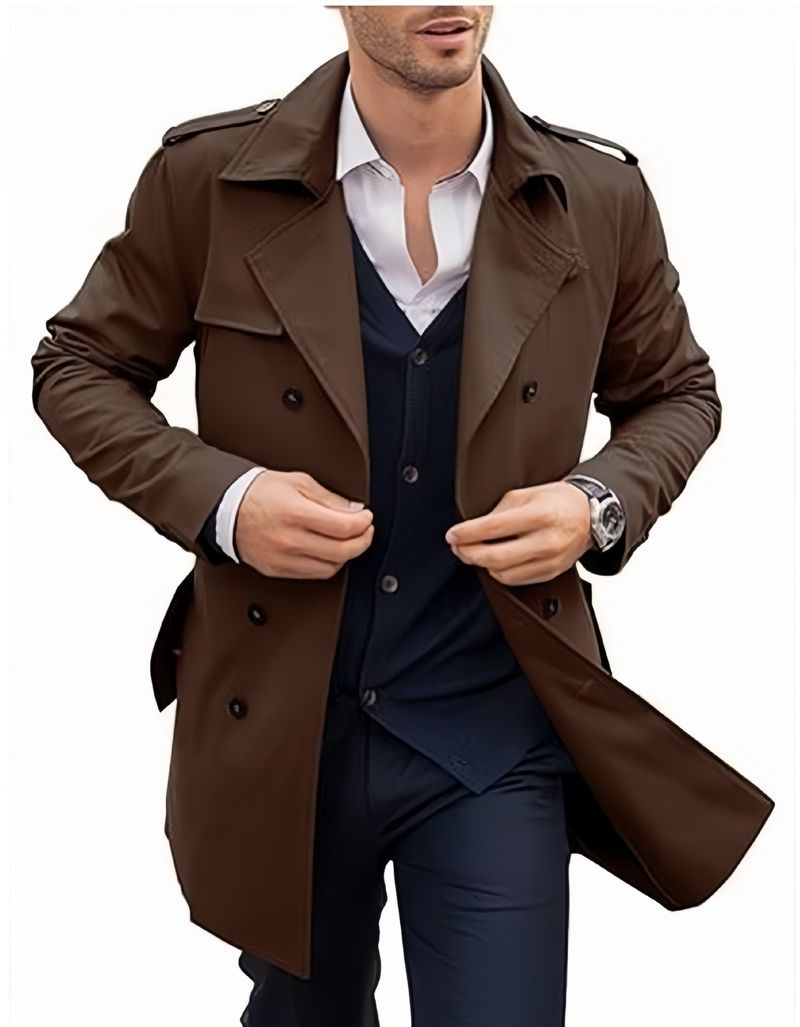 2024 new autumn spring men's coat mid long double breasted casual windbreaker cardigan jacket_voghion.com