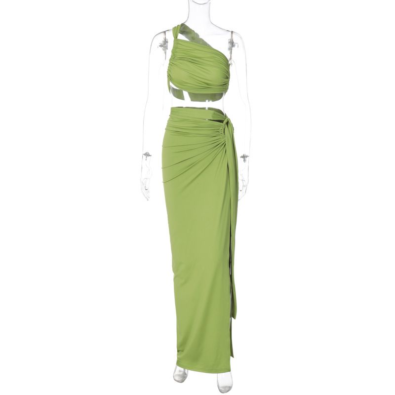 Damenbekleidung 2025 Sommer Neues sexy rückenfreies Tube-Top Slim Fit Split-Rock-Set_voghion.com
