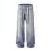 Herrenbekleidung High Street Amerikanische Modemarke Heavy AC Style Full Diamond Ribbon Straight Jeans Männer und Frauen Hip Hop Loose Design Hose_voghion.com