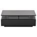 Table basse noire brillante 90 x 45 x 35,5 cm avec éclairage LED, table d'appoint en verre trempé avec 2 tiroirs et plateau pour salon_voghion.com