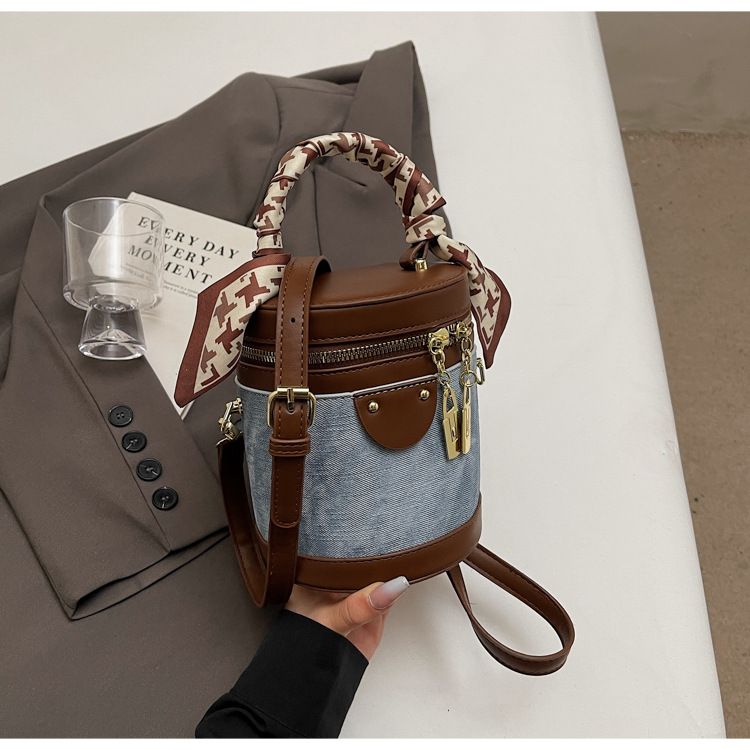 Borsa a secchiello da donna, piccola borsa alla moda con texture, design da donna, borsa a tracolla con tracolla singola, borsa a secchiello da donna_voghion.com