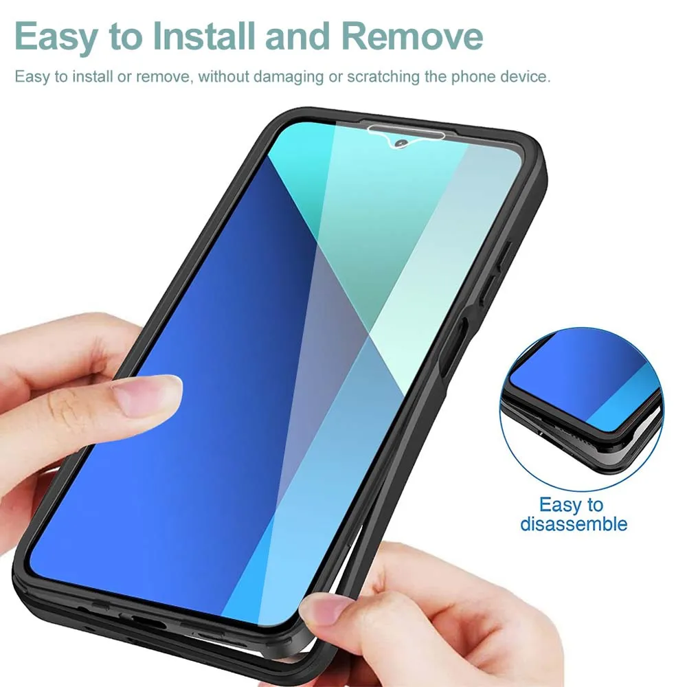 Pour Xiaomi Mi 14 11T Lite 5G Redmi Note 12 13 Poco F5 X6 Cae 360 degrés protection complète téléphone silicone 2 faces couverture_voghion.com