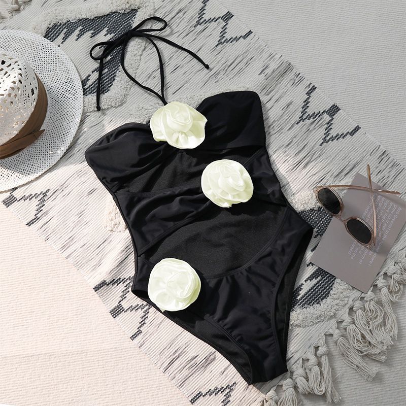 Women's one-piece swimsuit bikini bikini new 3D three-dimensional flower women's swimsuit _voghion.com