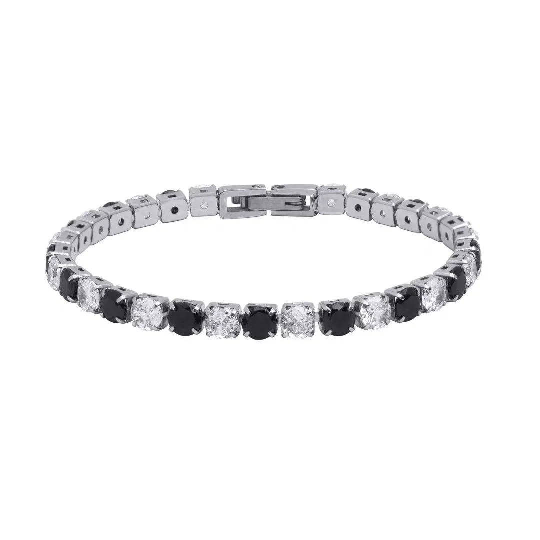 Bracelet de tennis Hip Hop en acier titane et diamants, anti-décoloration, rangée unique, entièrement en diamants, zircon AAA, pour hommes et femmes, même style, bijoux tendance pour la main_voghion.com